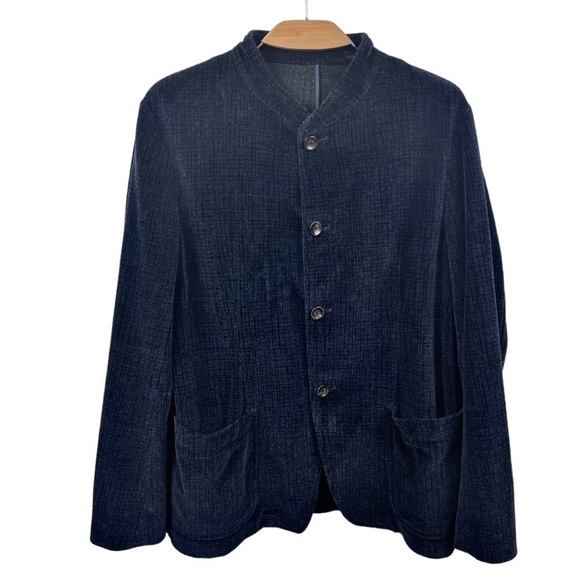 Armani Collezioni Blue Velvet Mandarin Collar Button Front Sport Jacket US XL - Picture 2 of 10